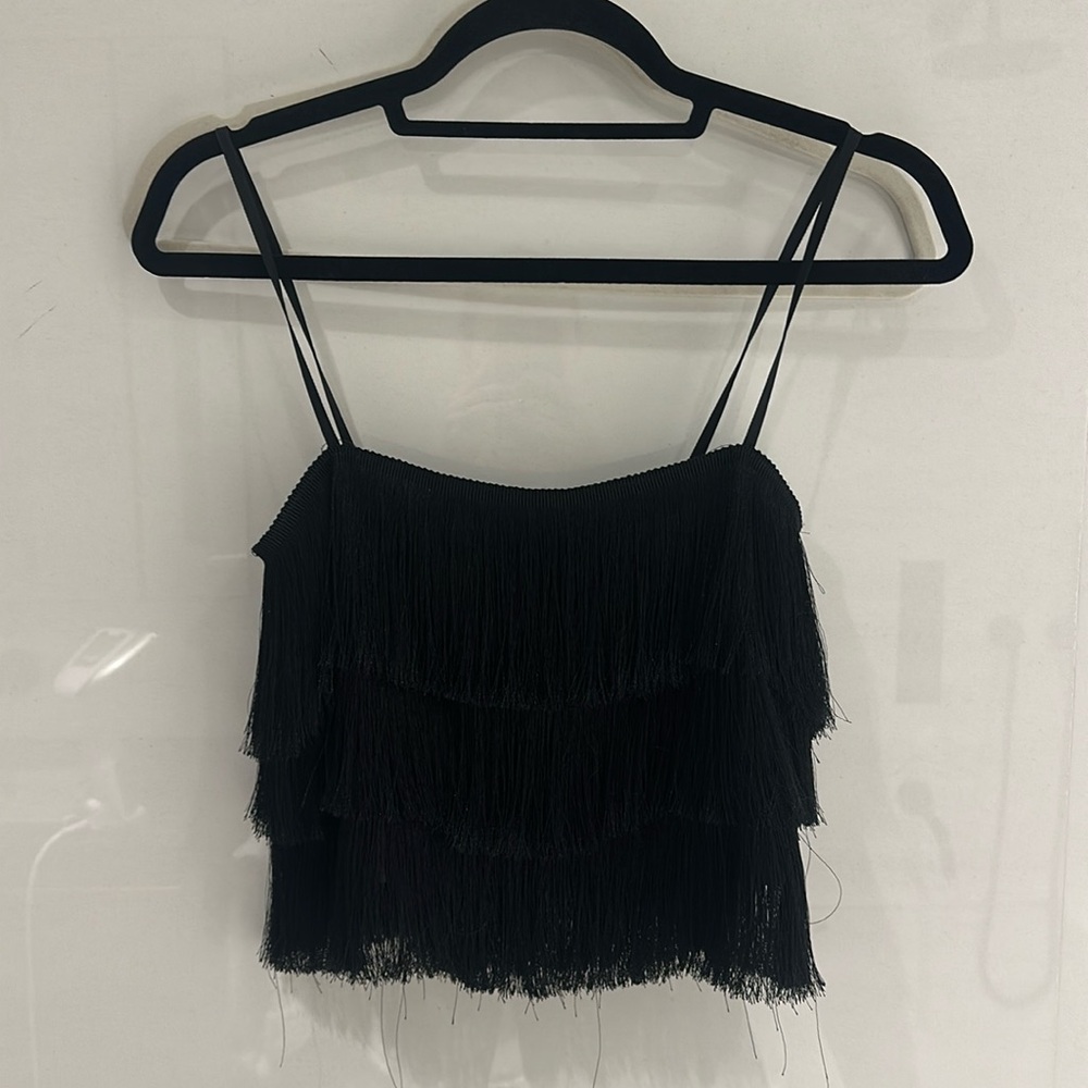 Black Fringe Top